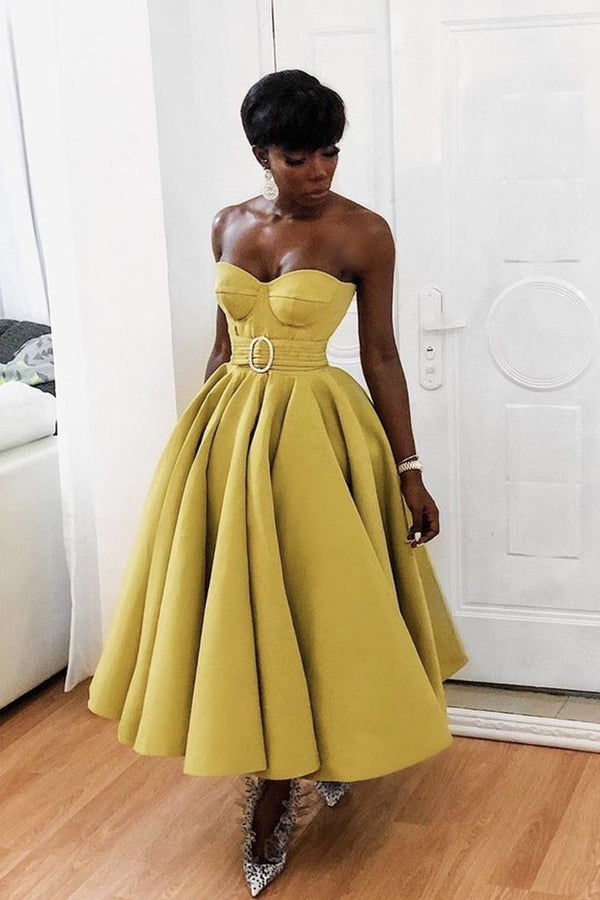 yellow prom dress - 