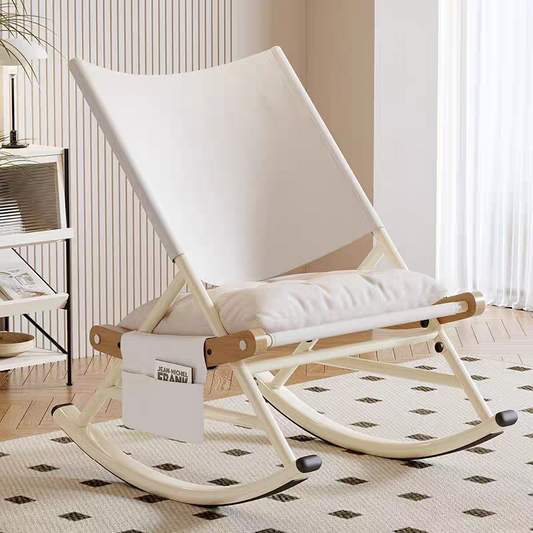 Modern Minimalist Rocking Lounge Chair – Foldable & Cushioned Relaxation Armchair for Living Room or Reading Nook