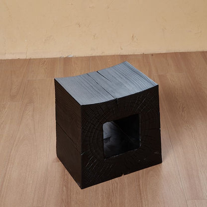 Sculptural Charred Wood Coffee Tables & Stools – Sustainable Café Decor