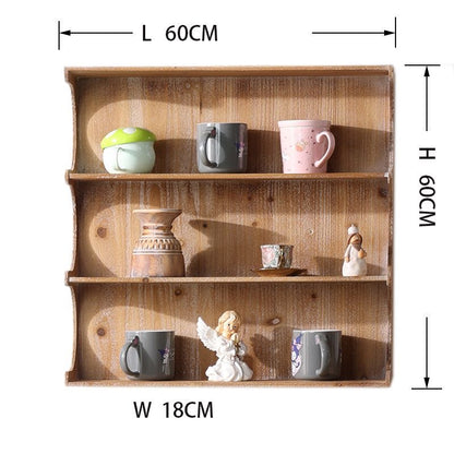 Maison Scalloped Tiered Wall Shelf | Rustic Pine Display Riser