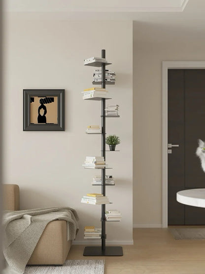 Minimalist Metal Spine Bookshelf | Vertical Tower Bookcase