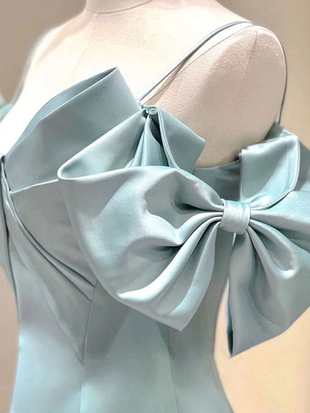 Blue Satin Long Formal Dresses