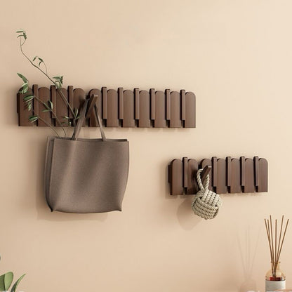 Modern Folding Wooden Wall Hook Rack (3–12 Hooks)