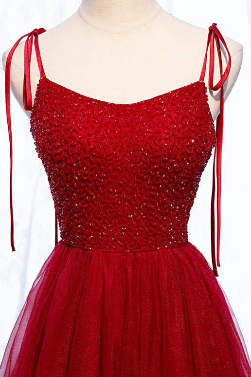 Burgundy sweetheart beads long prom dress, burgundy evening dress