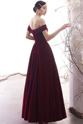 Simple burgundy long prom dress burgundy formal dress