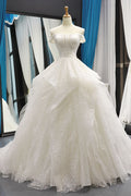 White tulle lace off shoulder long prom dress white lace wedding dress