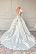 White satin long prom dress white wedding dress