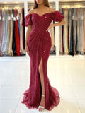Burgundy sweetheart mermaid long prom dress burgundy evening dress