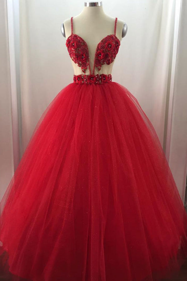 Unique sweetheart tulle long prom dress, tulle evening dress