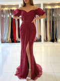Burgundy sweetheart mermaid long prom dress burgundy evening dress