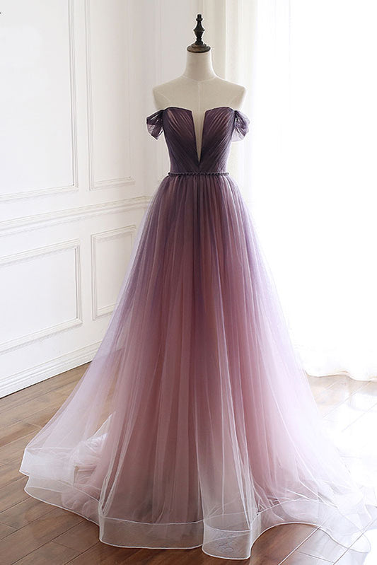 Unique tulle long prom dress, tulle evening dress
