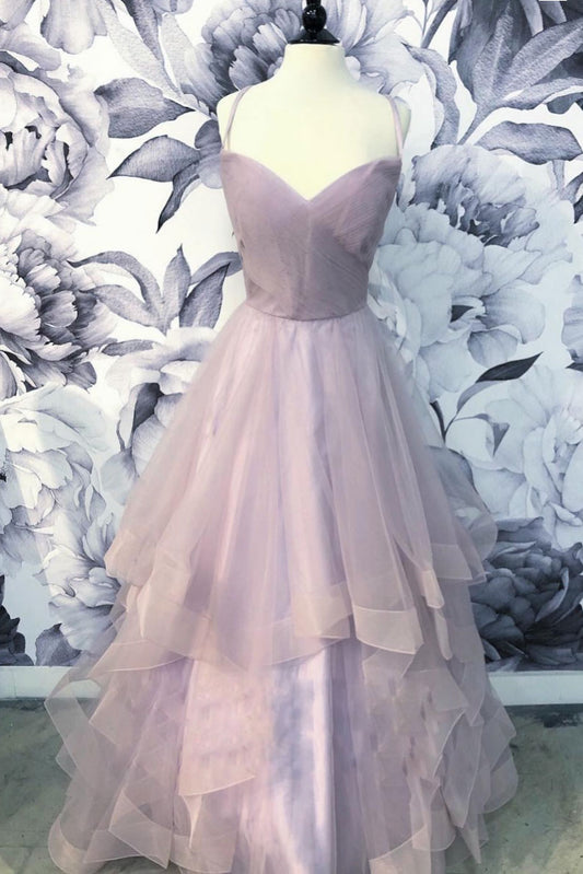 Simple sweetheart tulle long prom dress, tulle evening dress