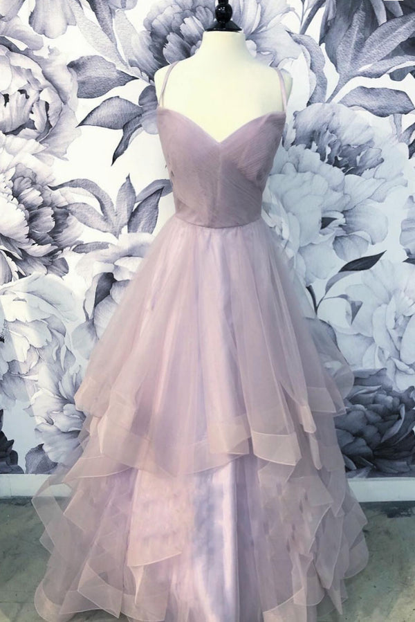 Simple sweetheart tulle long prom dress, tulle evening dress