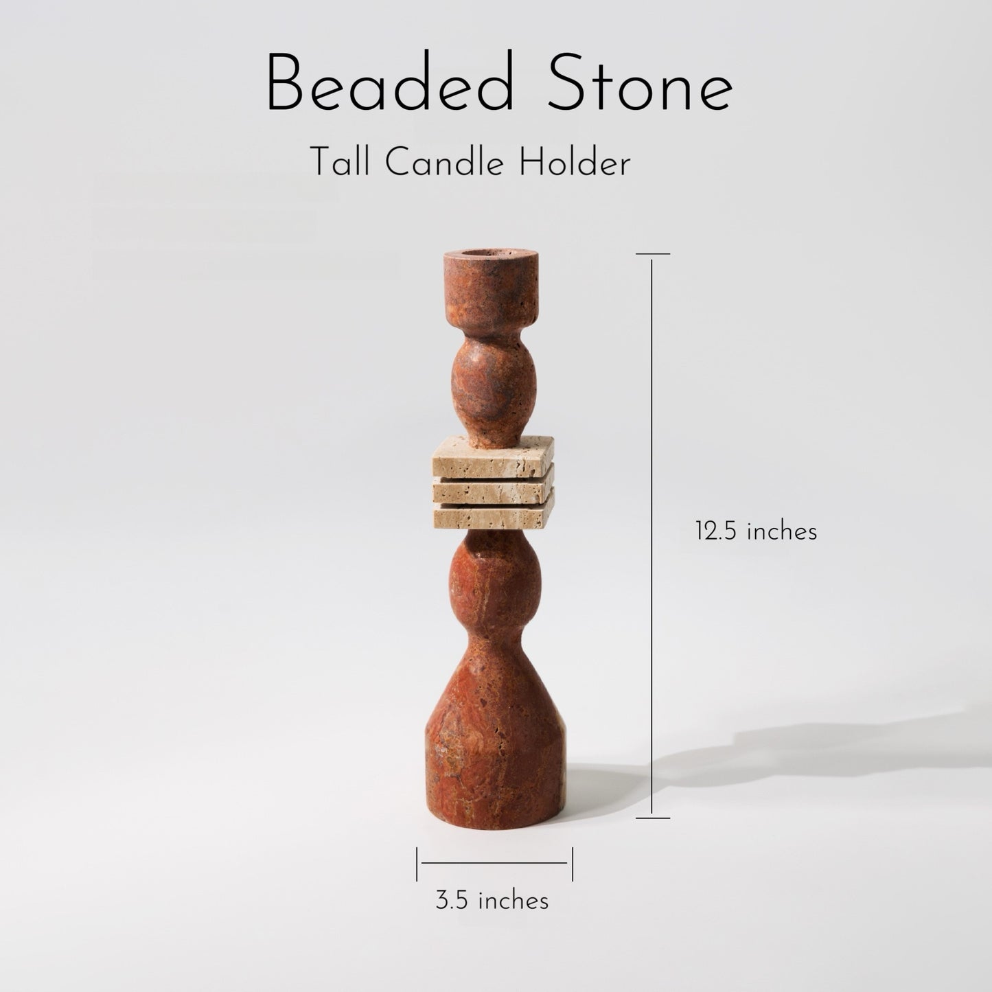 Modern Sculptural Bead Stone Candle Holder | Set of 2 Natural Stone Taper Holders