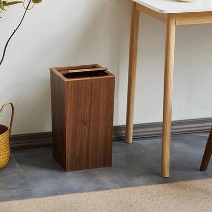 Wooden-Style Trash Bin with Optional Rotating Lid – Modern & Functional Design