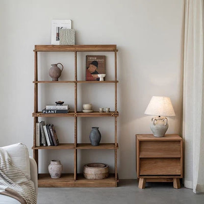 Modular Solid Wood Folding Bookshelf – 2-in-1 Transformable Display Rack & Room Divider