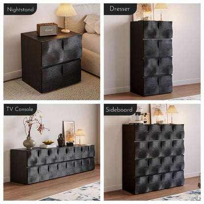 Modern Textured Wood Storage Cabinet