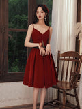 Burgundy velvet v neck short prom dress, burgundy homecoming dress