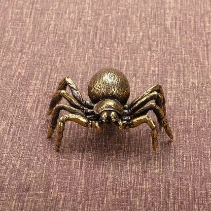 Mini Brass Spider Figurine – Collectible Desk Accent & Paperweight