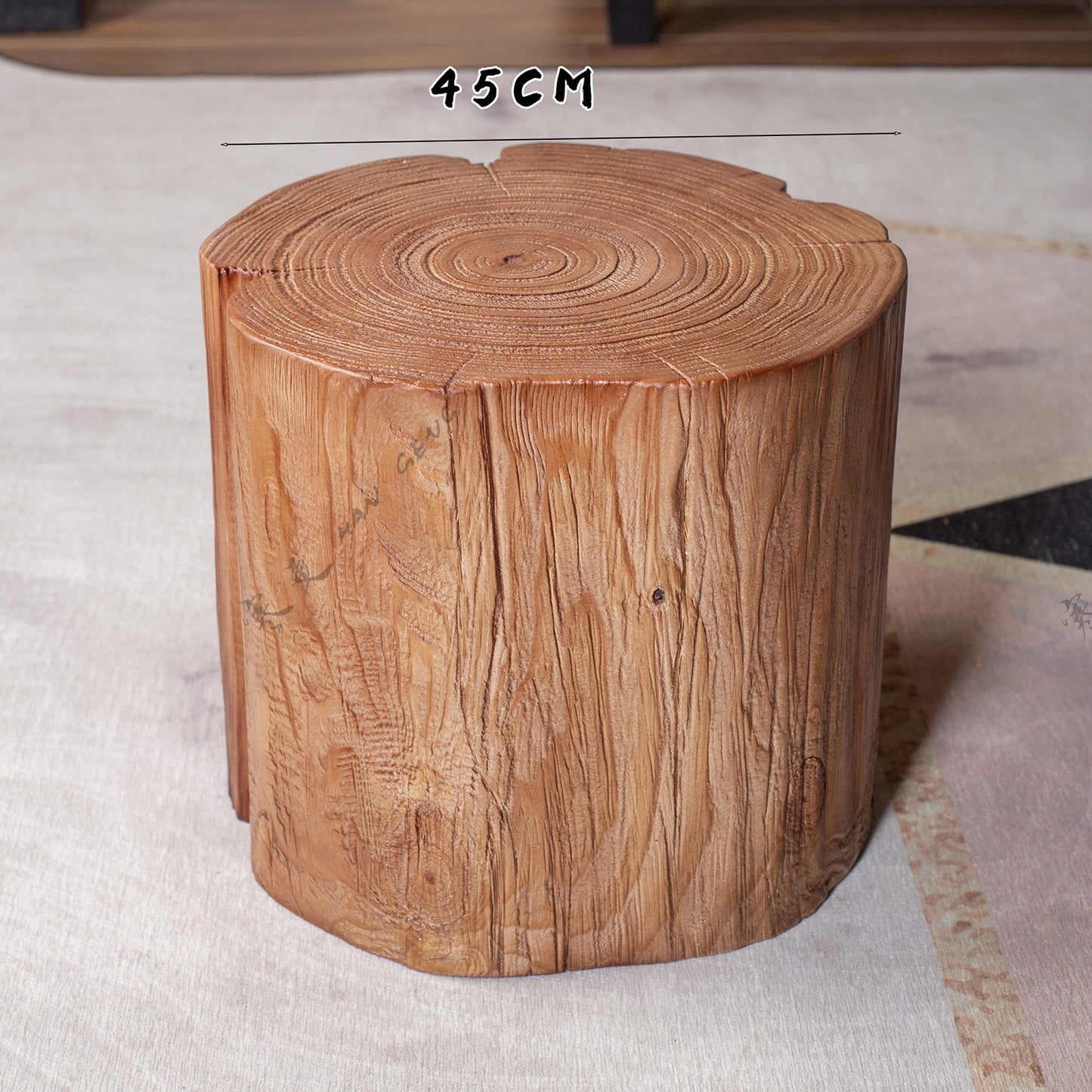 Natural Log Stump Stool & Organic Side Table