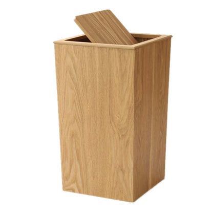 Wooden-Style Trash Bin with Optional Rotating Lid – Modern & Functional Design