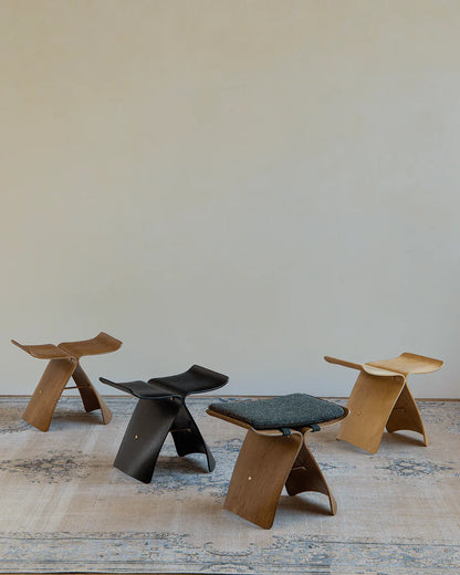 Butterfly Silhouette Wooden Stool