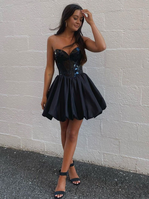 Mini/Short Black Prom Dresses, Cute Black Homecoming Dress