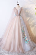 Champagne tulle long prom dress, champagne tulle evening dress