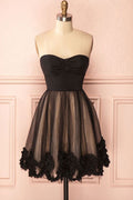Cute black sweetheart short prom dress, homecoming dress