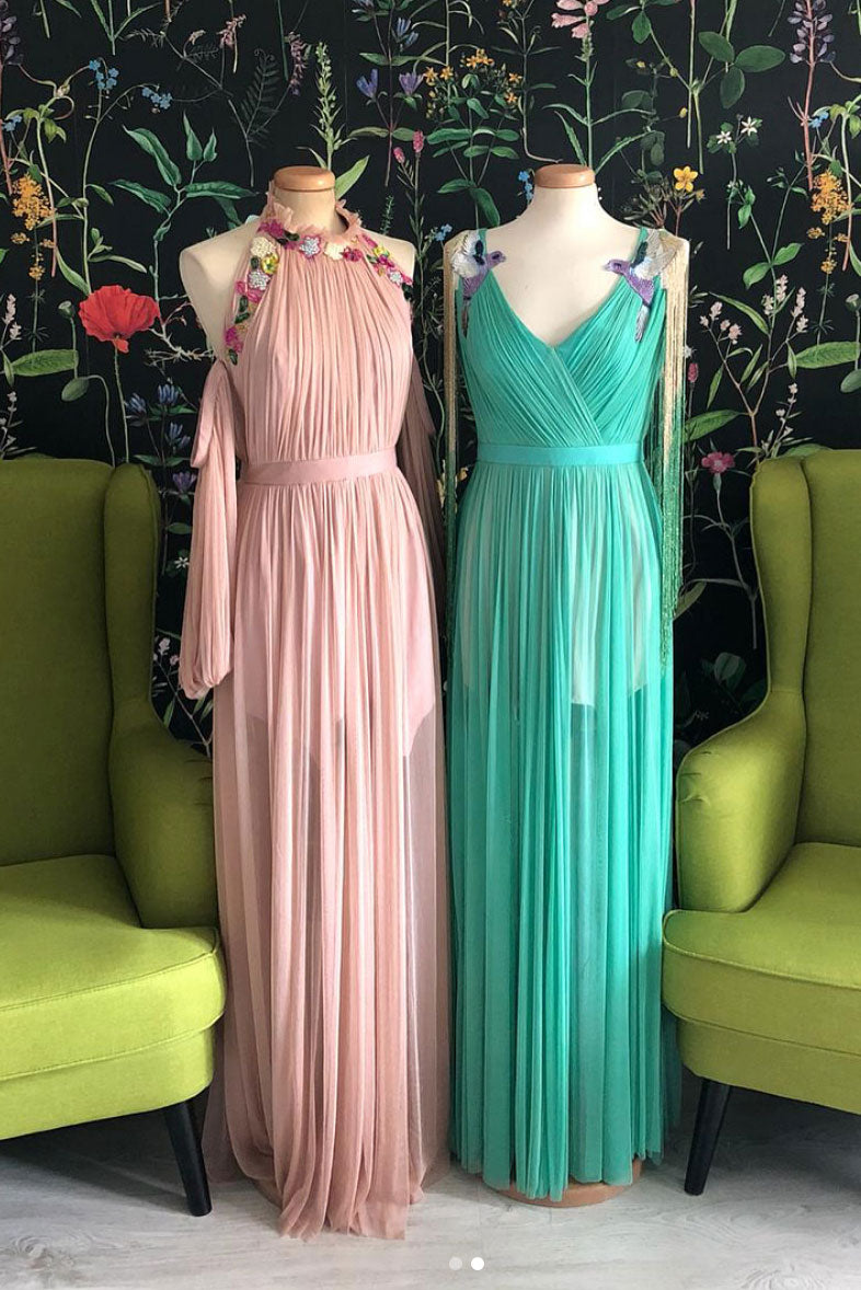 Simple tulle long prom dress.tulle evening dress