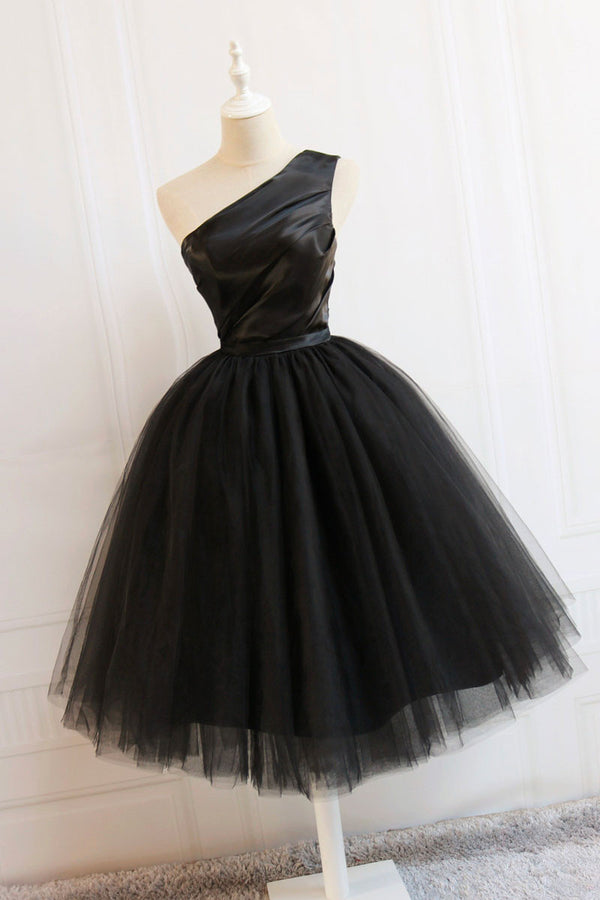 Cute black short prom dress, black homecoming dress