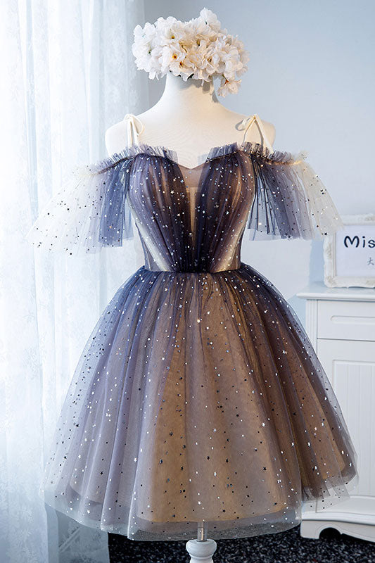 unique tulle short prom dress, tulle homecoming dress