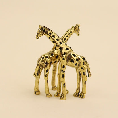 Solid Brass Giraffe Figurine – Elegant Mini Home Decor