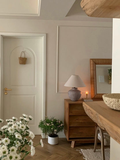 Rustic Ceramic Table Lamp – Minimalist Wabi-Sabi Style Light