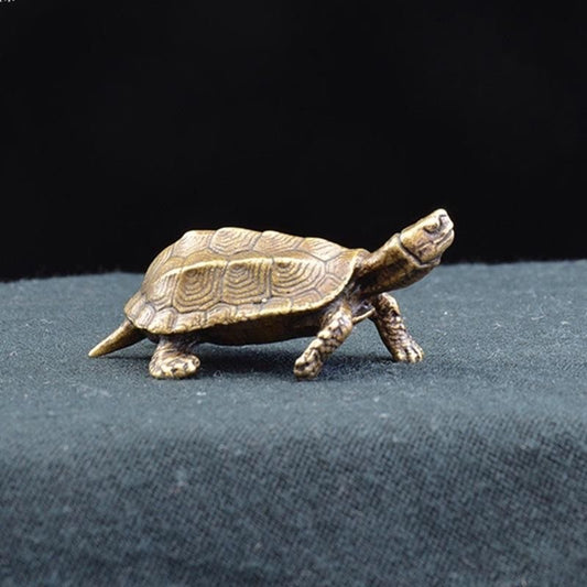 Mini Brass Turtle Figurine – Symbol of Longevity & Good Fortune