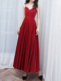 A-Line Satin Burgundy Prom Dress, Burgundy Tea Length Bridesmaid Dress