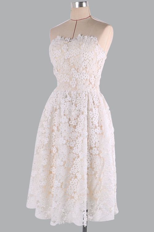 Champagne lace short prom dress lace homecoming dress