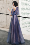 Blue tulle long prom dress blue tulle formal dress