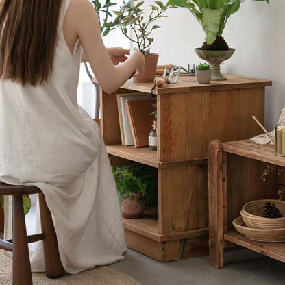 Modular Solid Wood Folding Bookshelf – 2-in-1 Transformable Display Rack & Room Divider