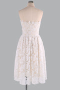 Champagne lace short prom dress lace homecoming dress