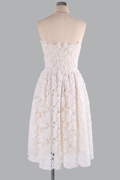 Champagne lace short prom dress lace homecoming dress