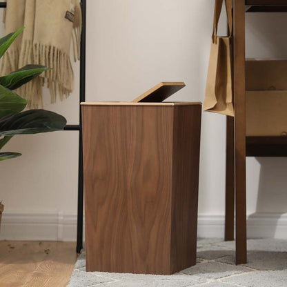 Wooden-Style Trash Bin with Optional Rotating Lid – Modern & Functional Design