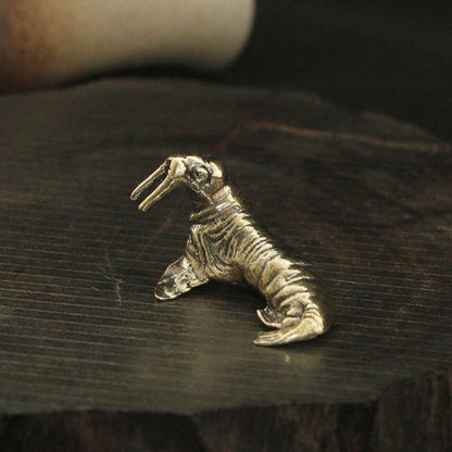 Antiqued Solid Brass Walrus Figurine – Feng Shui Symbol of Wealth, Protection & Calm Strength