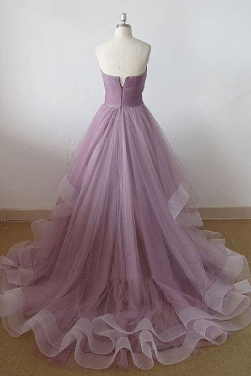 Simple sweetheart neck tulle long prom dress, tulle evening dress
