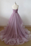 Simple sweetheart neck tulle long prom dress, tulle evening dress