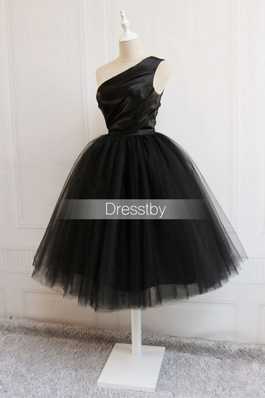 Cute black short prom dress, black homecoming dress