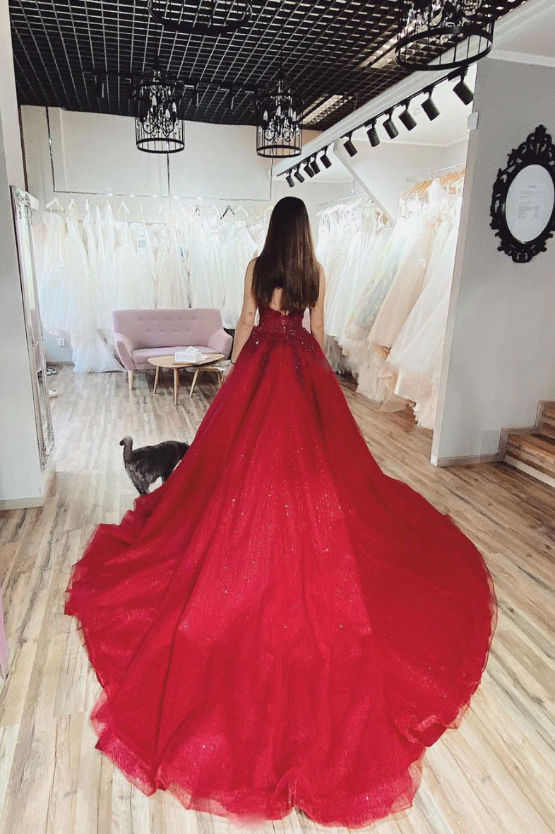Burgundy v neck tulle lace long prom dress burgundy tulle formal dress
