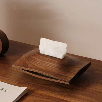 Sculpted Solid Wood Tissue Box Cover