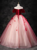 Burgundy A-Line Tulle Long Prom Dress, Burgundy Long Formal Dress