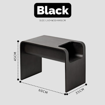 C-Shaped Convertible Wood Side Table With Storage